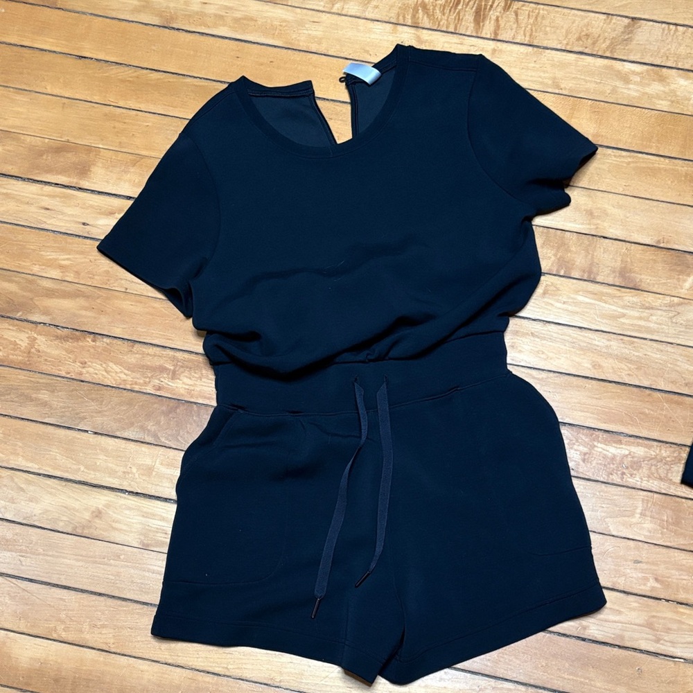 SPANX Black Short Sleeve Romper air essentials